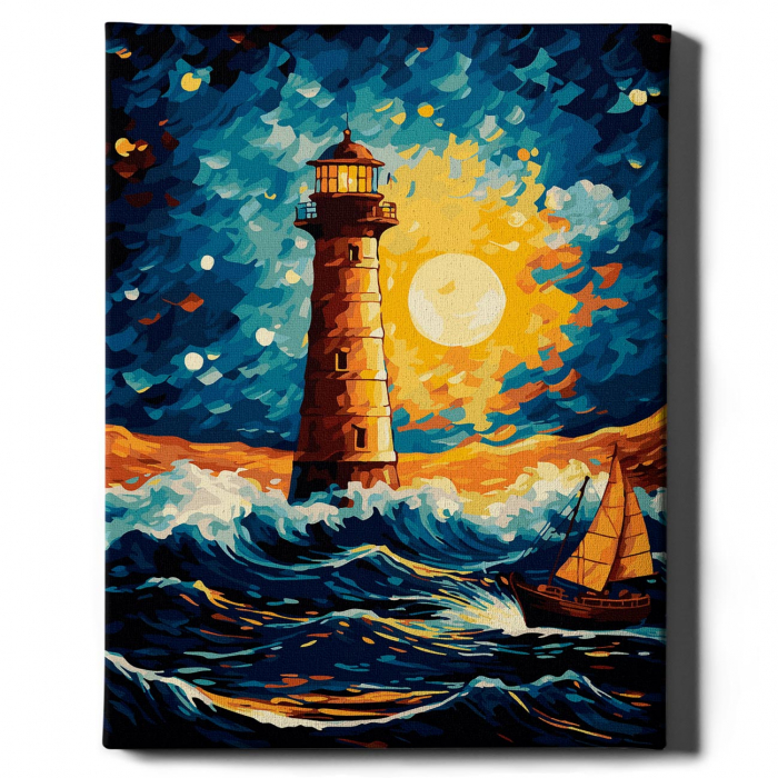 Set pictura pe numere, cu sasiu, Far, 40x50 cm [2]