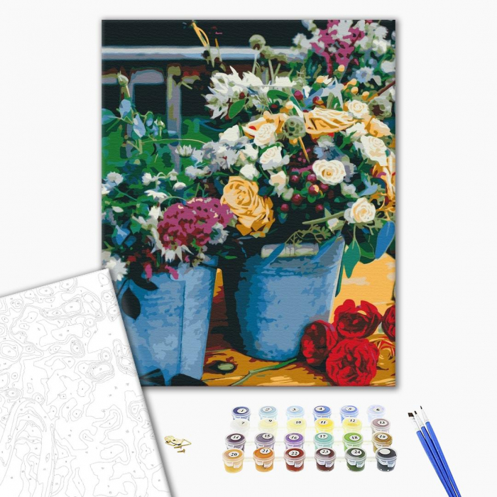 Set pictura pe numere, cu sasiu, Bucuria florarului, 40x50 cm [2]