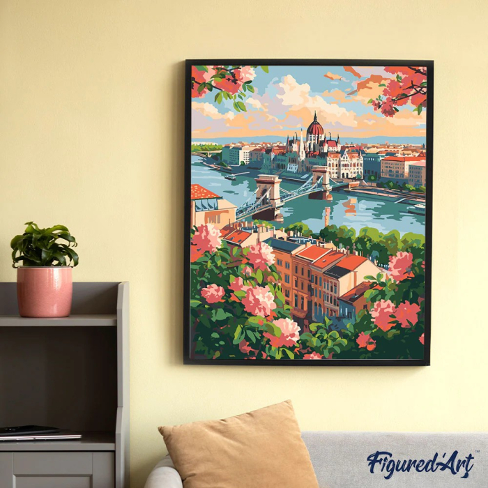 Set pictura pe numere, cu sasiu, Budapesta inflorita 40x50 cm [3]