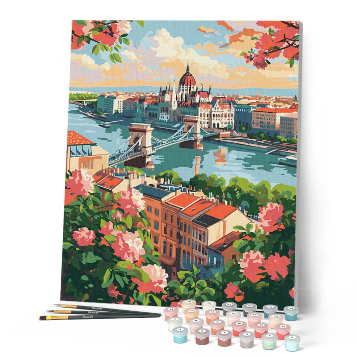 Set pictura pe numere, cu sasiu, Budapesta inflorita 40x50 cm [2]