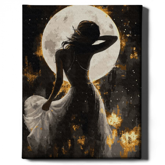 Set pictura pe numere, cu sasiu, Dans sub clar de luna - culori aurii, 40x50 cm [2]