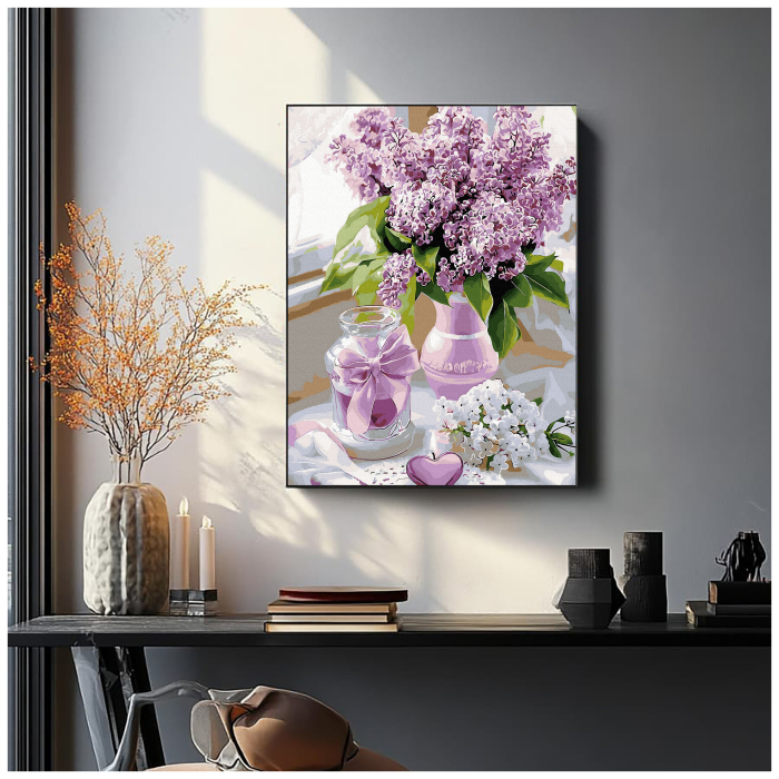 Set pictura pe numere, cu sasiu, Liliac, 40x50 cm [2]