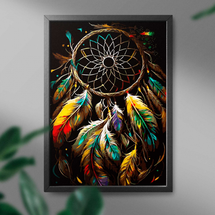Set pictura pe numere, cu sasiu, Dreamcatcher - canvas negru, 40x50 cm [3]