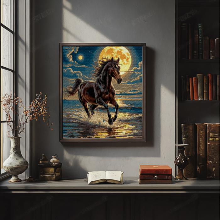 Set pictura pe numere, cu sasiu, Galop in noapte, 40x50 cm [4]