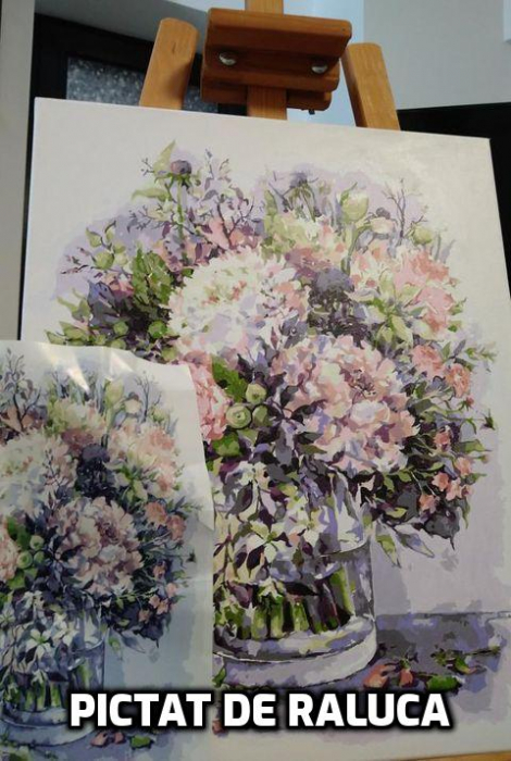 Set pictura pe numere, cu sasiu, Bujori in vaza 2 [4]