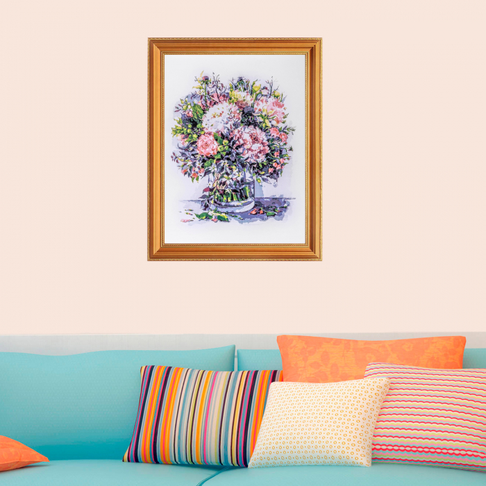 Set pictura pe numere, cu sasiu, Bujori in vaza 2 [6]