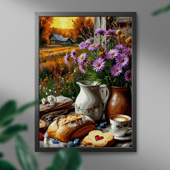 Set pictura pe numere, cu sasiu, Dimineata de toamna, 40x50 cm [3]