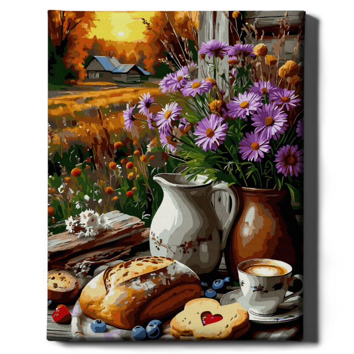 Set pictura pe numere, cu sasiu, Dimineata de toamna, 40x50 cm [2]