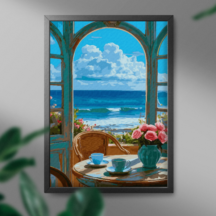 Set pictura pe numere, cu sasiu, Dimineata la mare, 40x50 cm [3]