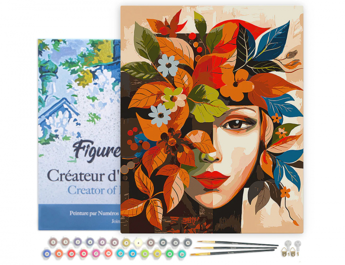 Set pictura pe numere, cu sasiu, Chip inflorit, inspiratie Picasso, 40x50 cm [2]