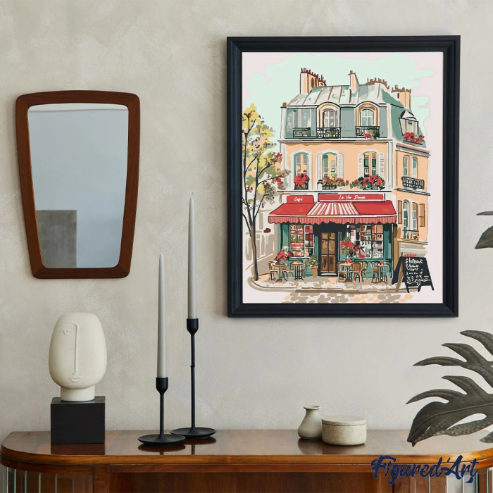 Set pictura pe numere, cu sasiu, Cafeneaua Viata Dulce, 40x50 cm [3]