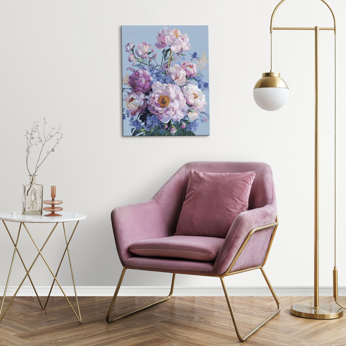 Set pictura pe numere, cu sasiu, Reverie de bujori, 40x50 cm [4]