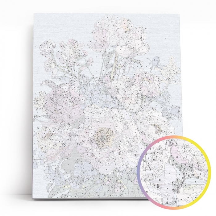 Set pictura pe numere, cu sasiu, Reverie de bujori, 40x50 cm [2]