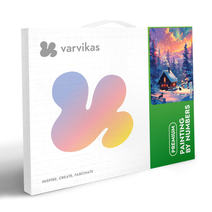 Set pictura pe numere, cu sasiu, Cabana iarna, 40x50 cm [5]