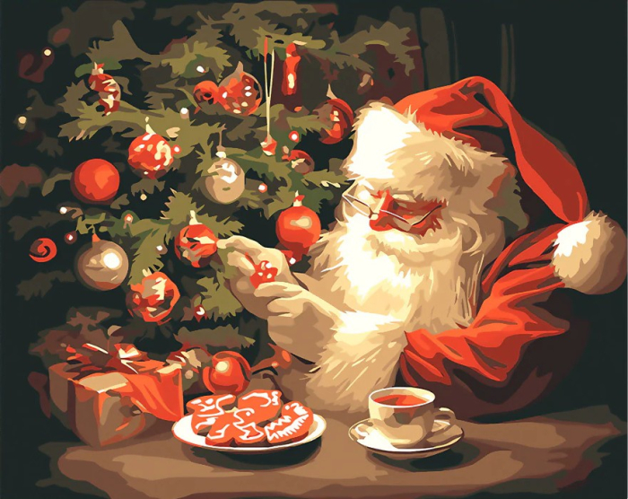 Set pictura pe numere, cu sasiu, Zambetul lui Mos Craciun, 40x50 cm [1]