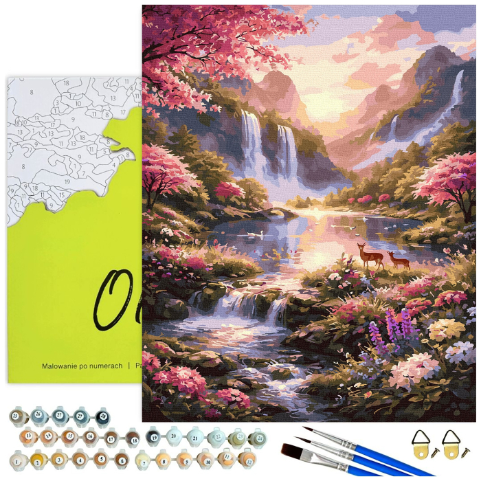 Set pictura pe numere, cu sasiu, Cascada mirifica, 40x50 cm [2]