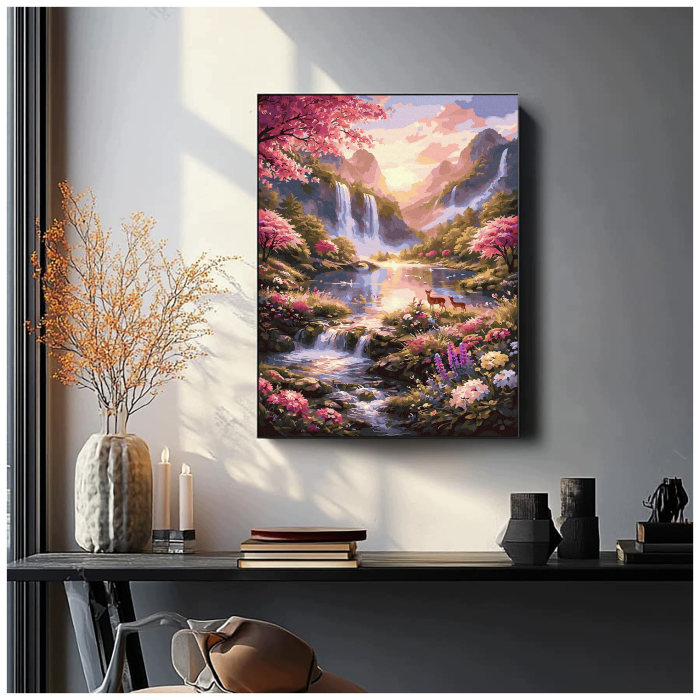 Set pictura pe numere, cu sasiu, Cascada mirifica, 40x50 cm [3]