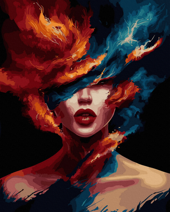 Set pictura pe numere, cu sasiu, Foc si gheata, 40x50 cm [1]