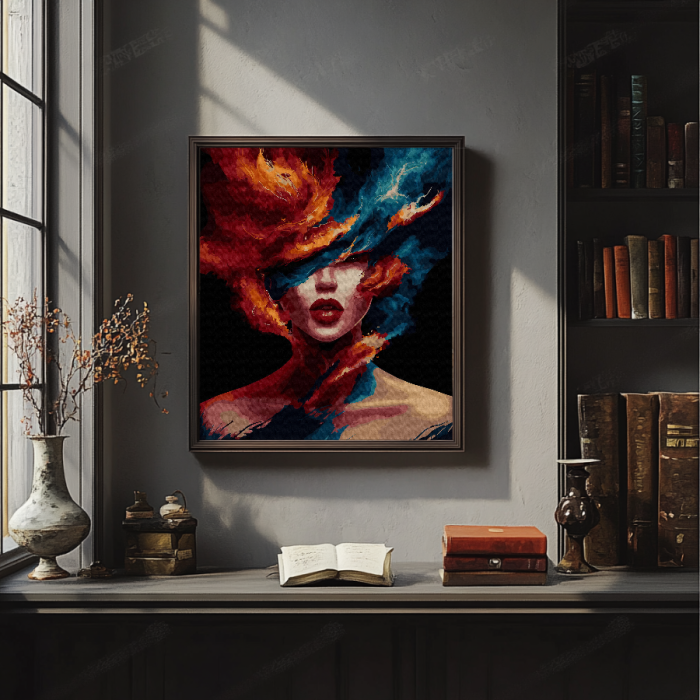 Set pictura pe numere, cu sasiu, Foc si gheata, 40x50 cm [4]