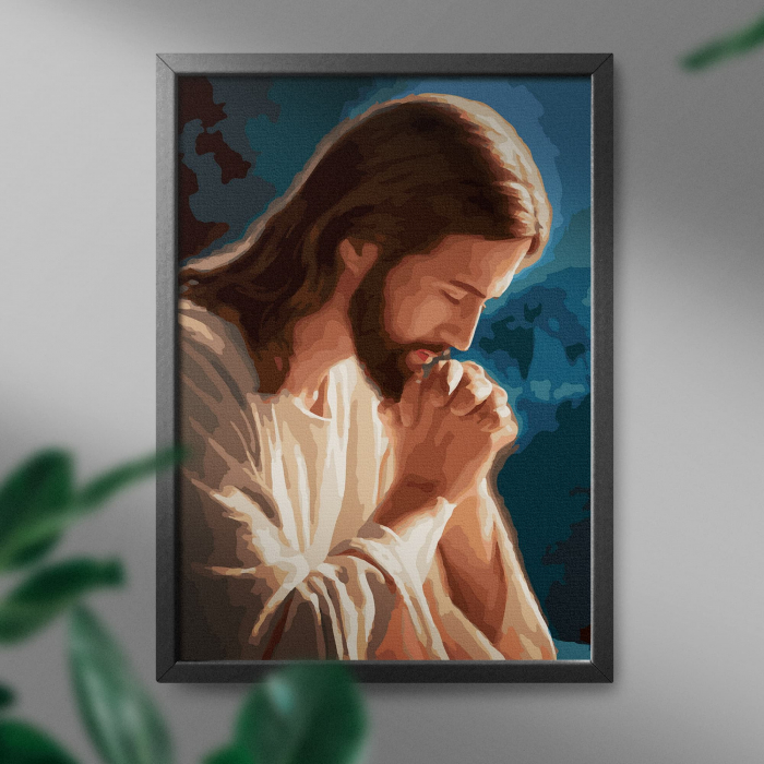Set pictura pe numere, cu sasiu, Ruga lui Iisus, 40x50 cm [4]