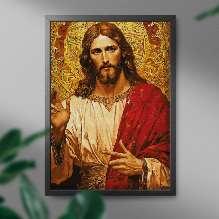 Set pictura pe numere, cu sasiu, Isus cel milostiv, 40x50 cm [3]