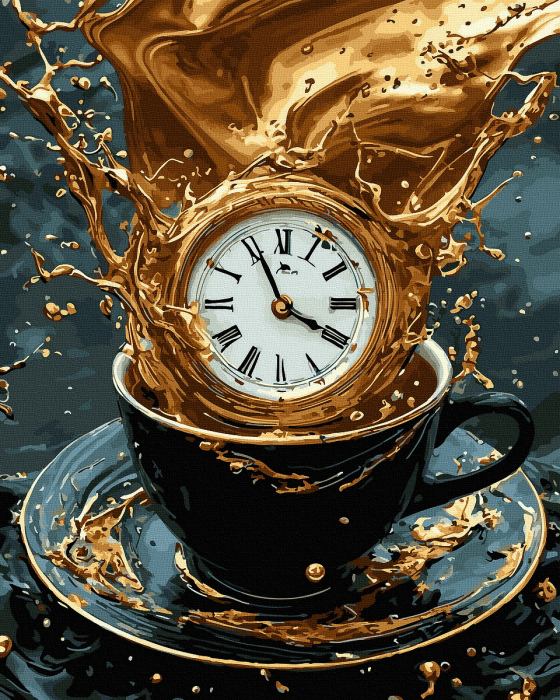 Set pictura pe numere, cu sasiu, Coffee time - culori aurii, 40x50 cm [1]