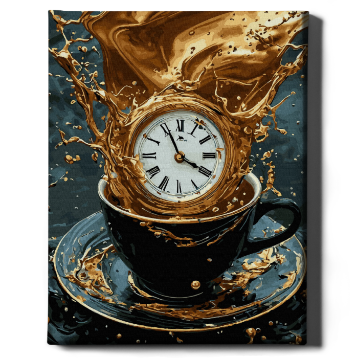 Set pictura pe numere, cu sasiu, Coffee time - culori aurii, 40x50 cm [2]