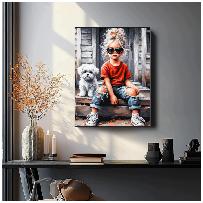 Set pictura pe numere, cu sasiu, Cool kid, 40x50 cm [4]