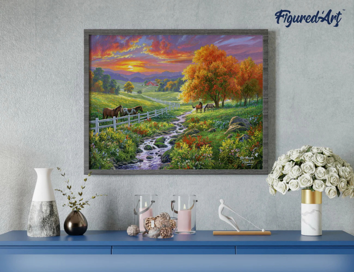 Set pictura pe numere, cu sasiu, Pasune insorita, 40x50 cm [3]