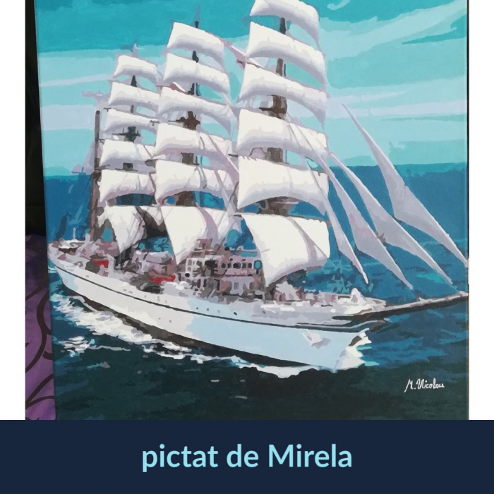 Set pictura pe numere, cu sasiu, Corabie alba [2]