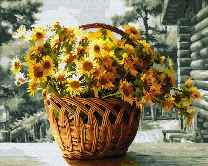 Set pictura pe numere, cu sasiu, Cos cu flori, 40x50 cm [1]