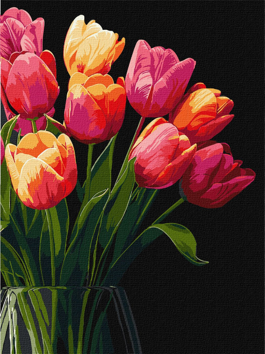 Set pictura pe numere, cu sasiu, Lalele, 30x40 cm [1]