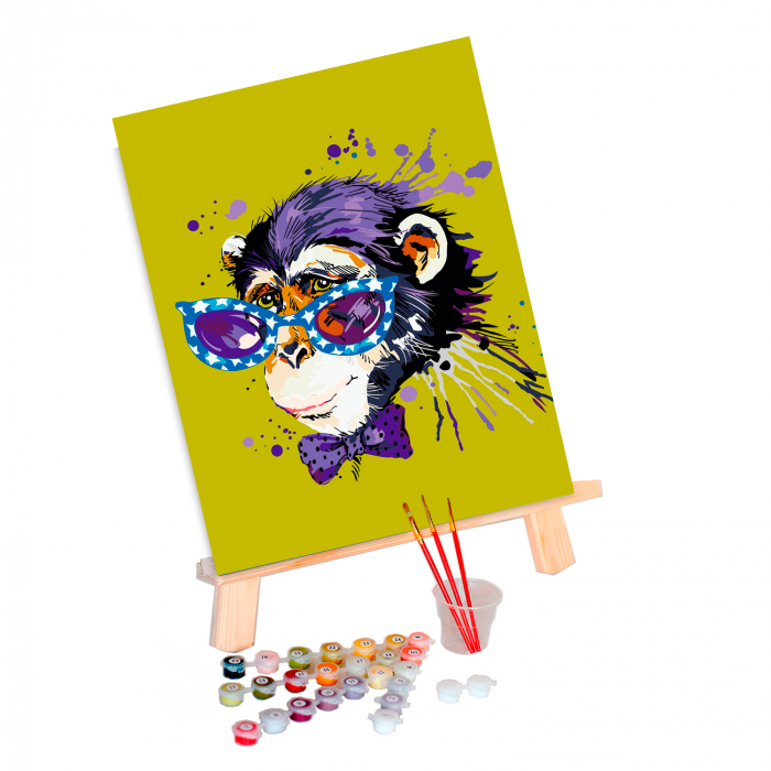 Pictura pe numere, cu sasiu, Stylish Monkey, 30x4o cm [2]