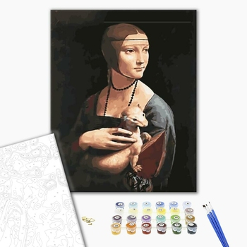 Set pictura pe numere, cu sasiu, Dama cu hermina - da Vinci, 40x50 cm [2]