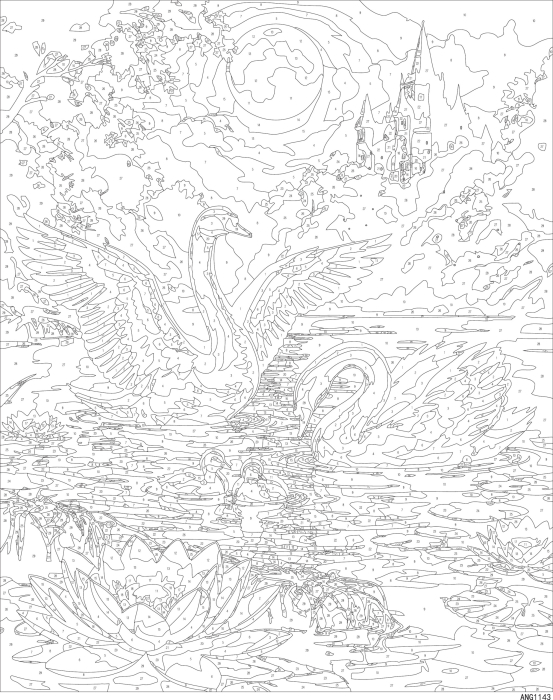 Set pictura pe numere, cu sasiu, Dans de lebede, 40x50 cm [4]