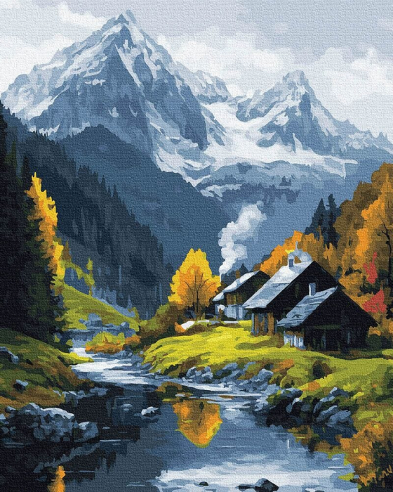 Set pictura pe numere, cu sasiu, La granita de anotimpuri, 40x50 cm [1]