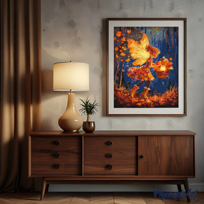 Set pictura pe numere, cu sasiu,  Zana frunzelor, 40x50 cm [3]