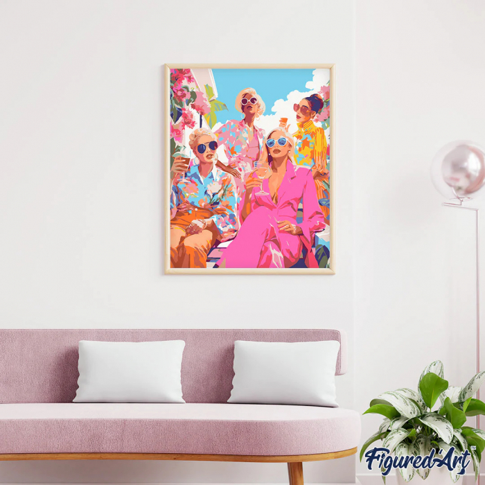 Set pictura pe numere, cu sasiu, Intalnirea divelor, 40x50 cm [2]