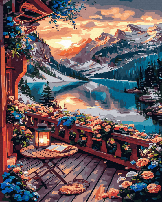 Set pictura pe numere, cu sasiu, Relaxare la munte, 40x50 cm [1]