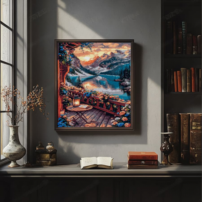 Set pictura pe numere, cu sasiu, Relaxare la munte, 40x50 cm [4]