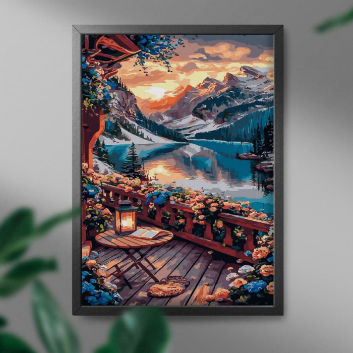 Set pictura pe numere, cu sasiu, Relaxare la munte, 40x50 cm [3]