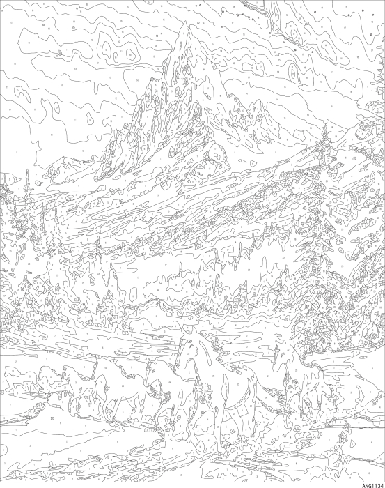 Set pictura pe numere, cu sasiu, Herghelie iarna, 40x50 cm [4]
