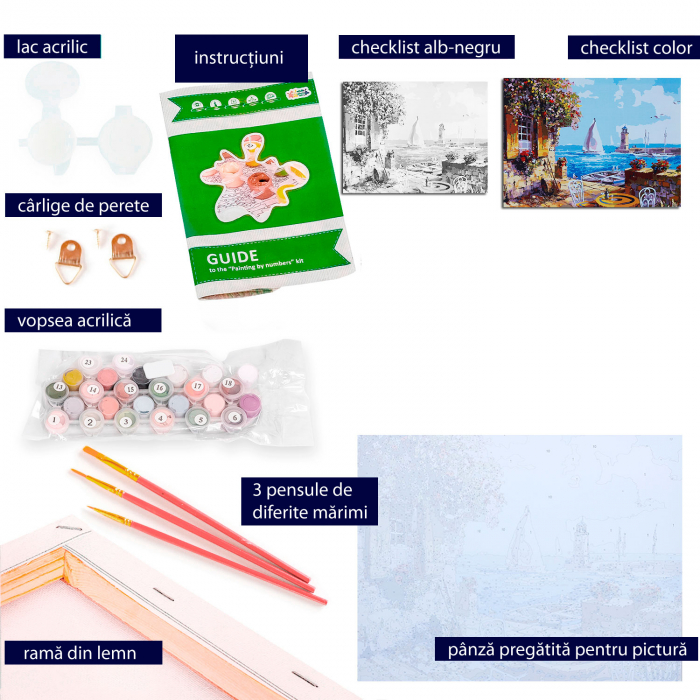 Set pictura pe numere, cu sasiu, Veranda at the Pier, 40x50 cm [5]