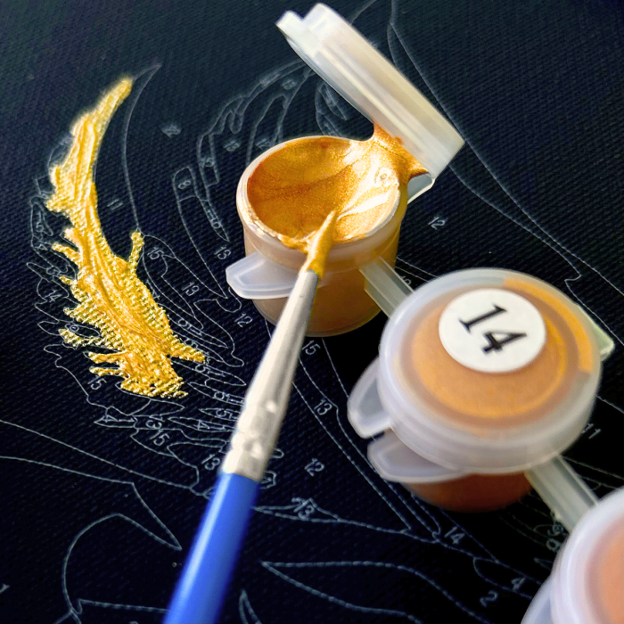 Set pictura pe numere, cu sasiu, Vulpe si flori - canvas negru, 40x50 cm [6]