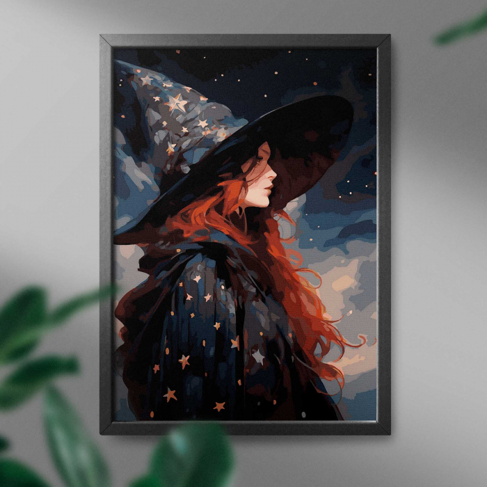 Set pictura pe numere, cu sasiu, In armonie cu stelele - vopsea aurie, 40x50 cm [3]