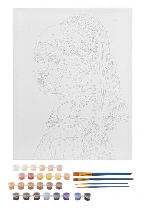 Set pictura pe numere, cu sasiu, Fata cu cercel de perla - Vermeer, 40x50 cm [2]