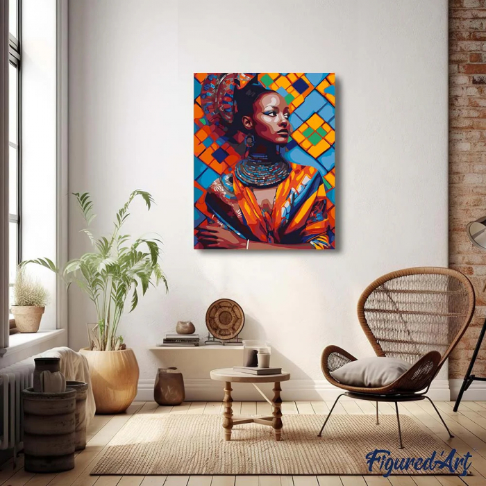 Set pictura pe numere, cu sasiu, Frumusete africana, 40x50 cm [3]
