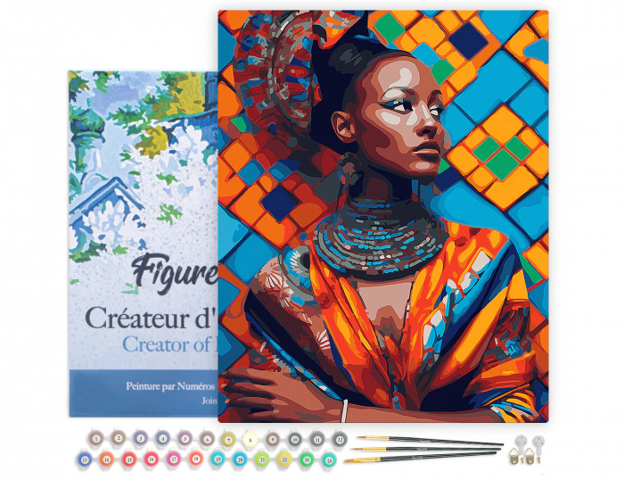 Set pictura pe numere, cu sasiu, Frumusete africana, 40x50 cm [2]