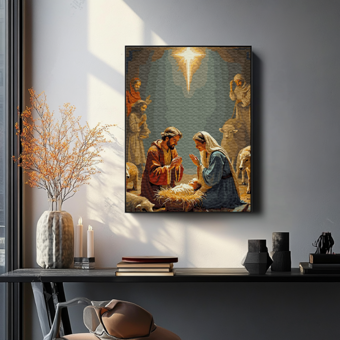 Set pictura pe numere, cu sasiu, Nasterea, 40x50 cm [4]