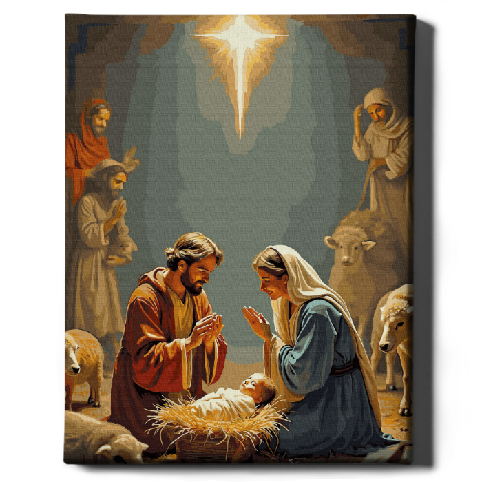 Set pictura pe numere, cu sasiu, Nasterea, 40x50 cm [2]